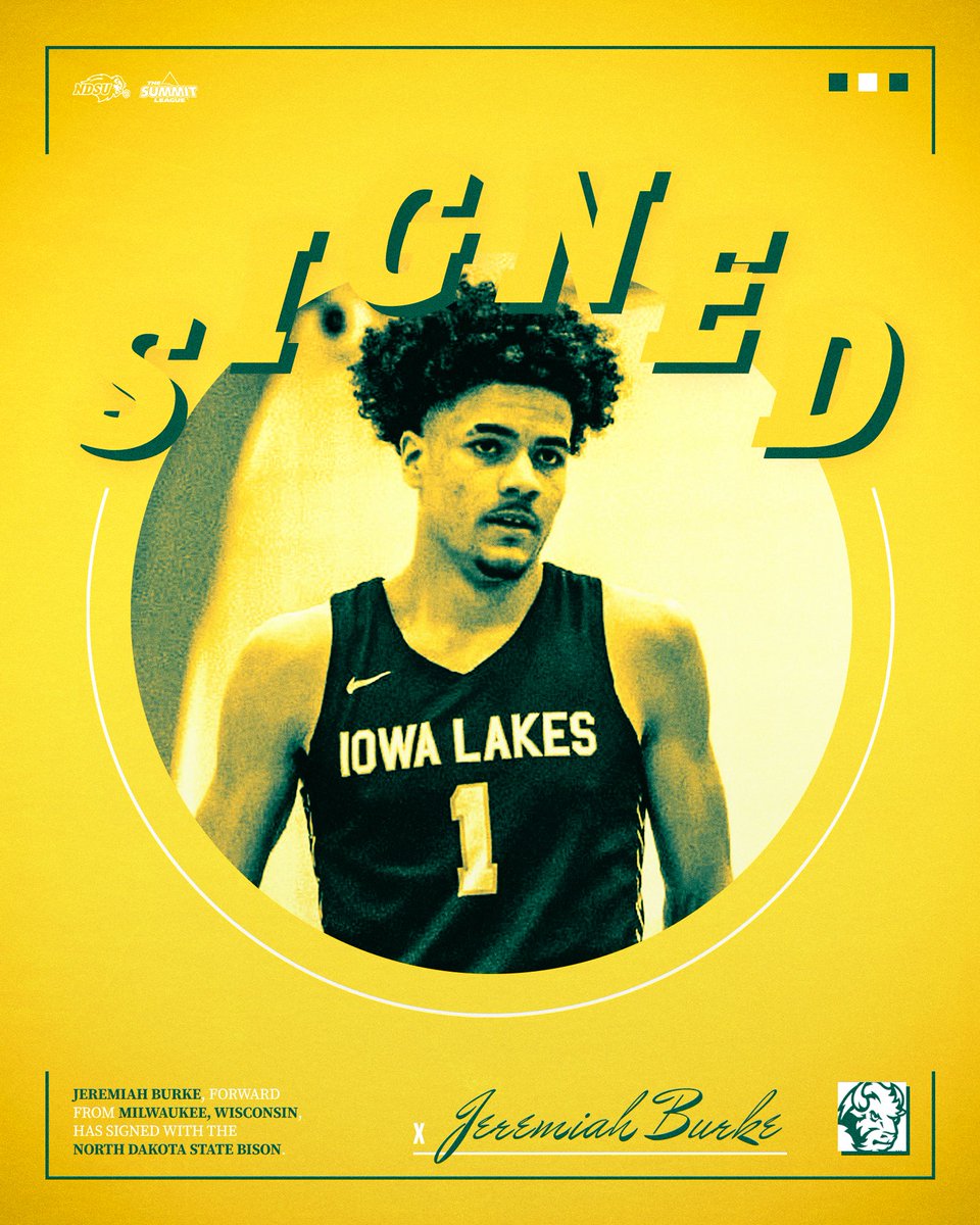 🦬  𝑺𝑰𝑮𝑵𝑬𝑫  🦬

Welcome to the Bison Family, 𝗝𝗲𝗿𝗲𝗺𝗶𝗮𝗵 𝗕𝘂𝗿𝗸𝗲!

A dynamic 6-7 forward, Burke was named an NJCAA First Team All-American and ICCAC Player of the Year this season for Iowa Lakes.
