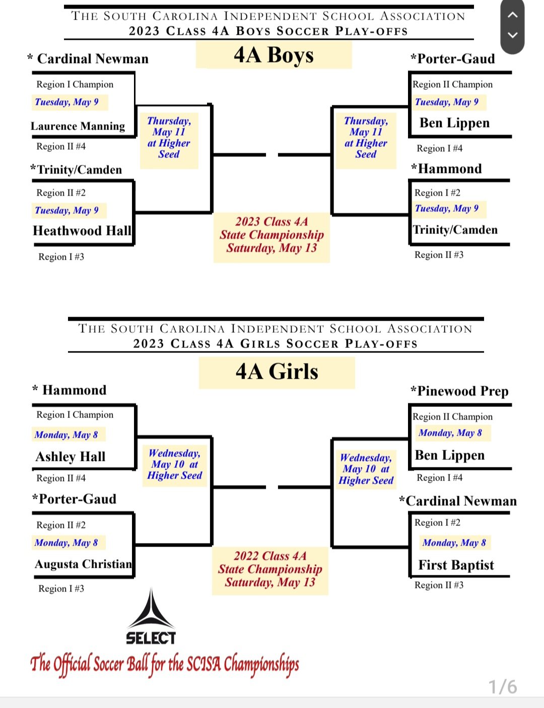 Lou Bezjak on Twitter "Brackets for SCISA Boys and Girls soccer