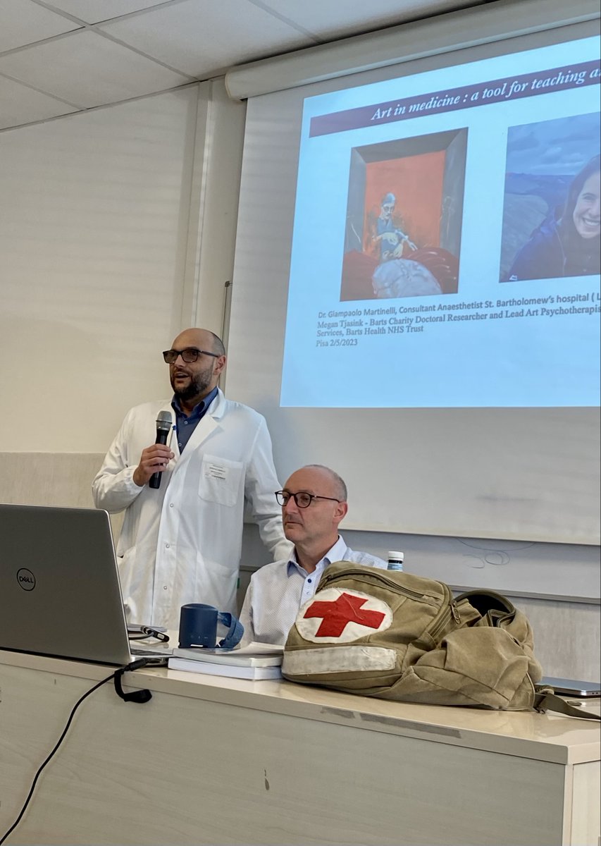 MeganTjasink's tweet photo. @BartsHospital Consultant Cardiothoracic and Intensive Care Anaesthetist @GiampaoloMarti1 speaks about the historic, current and future use of art as a tool for teaching in medicine @Unipisa @francescorradi #innovation 🫀🎶🎨⚕️ https://t.co/jgaSwSvODn