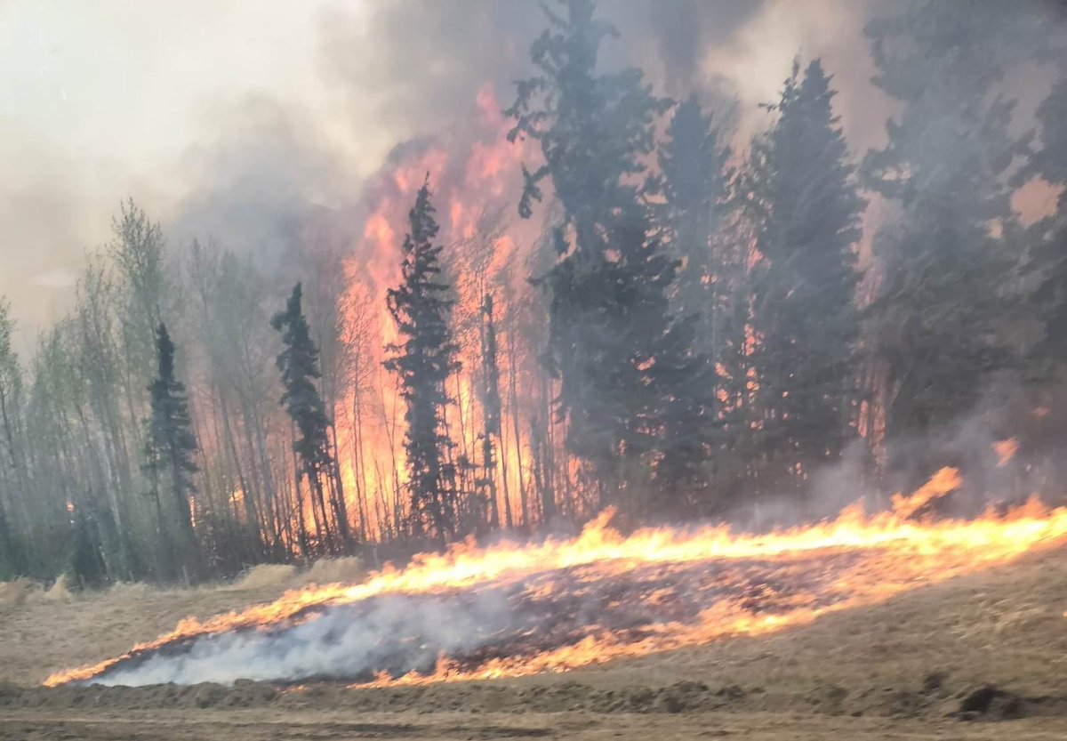 _MommaShip's tweet photo. Almost every fire burning in AB is caused by people. 
This is Drayton Valley right now. Ambulances are lined up to evacuate the hospital. The town is in real danger.

Now Nordegg has been ordered to evacuate.

Do you have everything ready if YOUR town/city is next? https://t.co/rTGe7Sr1Ko