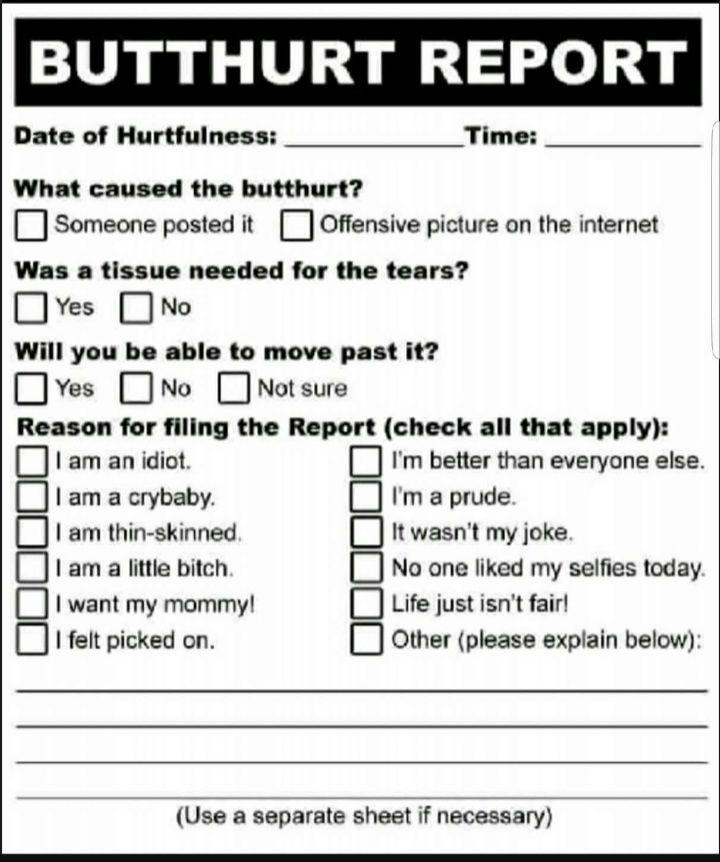 ToadleMove's tweet photo. @WNYT And for the butt-hurt liberals, feel free to fill it out and you're more than welcome to file this in your round filing cabinet that your mommy takes out to the side of the street every week https://t.co/N2pejqgrY1