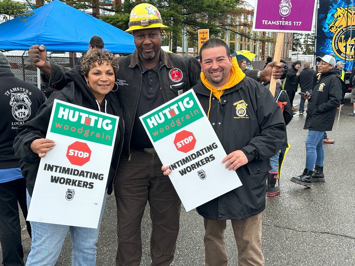 teamsters117's tweet photo. Thank you @aprilr_sims of @WAAFLCIO &amp; Katie Garrow of @MLKLabor for speaking out in support of #Teamsters fighting for a fair contract at Huttig / @WoodgrainMillwk #1u https://t.co/nPdqQAH0IK