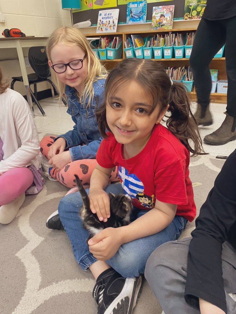 MsPenny14's tweet photo. The Gr. 1/2s had a visit from some furry friends this morning😻💕 https://t.co/SnESEu6YRa