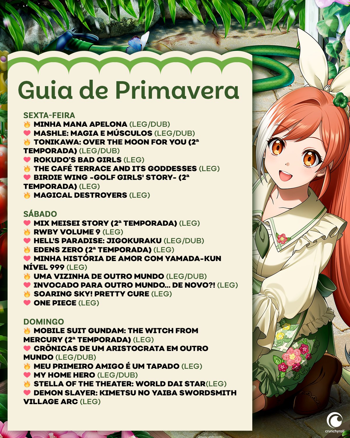 Crunchyroll lançamentos da temporada de Primavera 2023