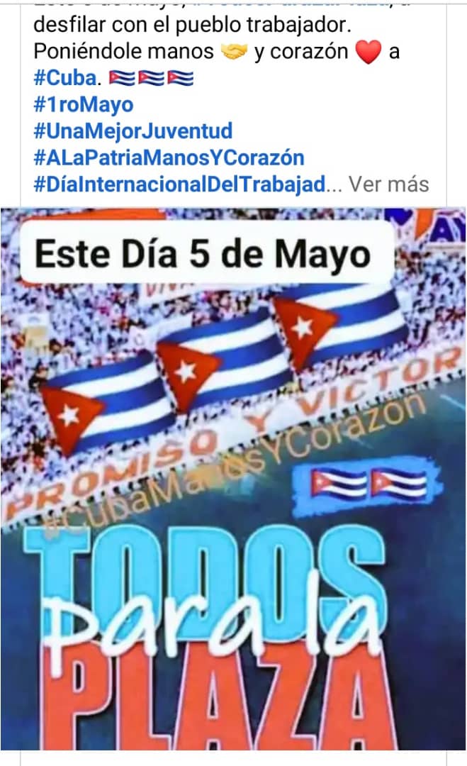 *#ALaPatriaManosYCorazón #CubaPorLaVida #1Mayo*