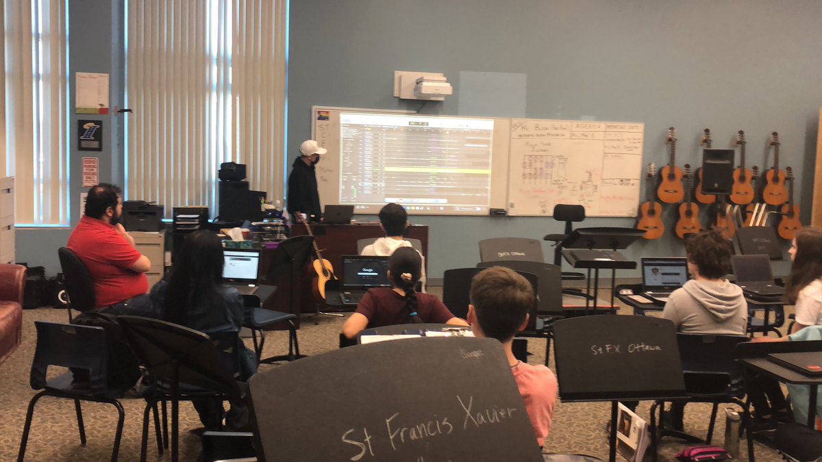 ocsbArts's tweet photo. St F X students expanding their knowledge of band lab and music production…thanks Mr Busa for welcoming us in!!  @OttCatholicSB @ocsbArts @StFXOCSB https://t.co/r4TZ0mQcHB