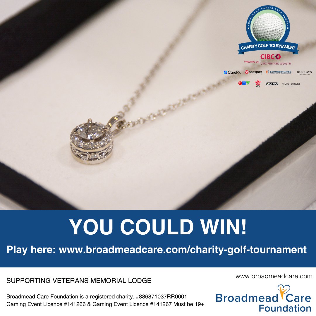 You could WIN this stunning 14k White Gold Diamond Necklace valued at $5,635 thanks to Barclay’s Fine Jewellers. Tickets start at just $20! 💎

broadmeadcare.rafflenexus.com

Must be 19+ - Find a full set of rules on our website. 
BC Gaming Event Licence #141266 + 141267
