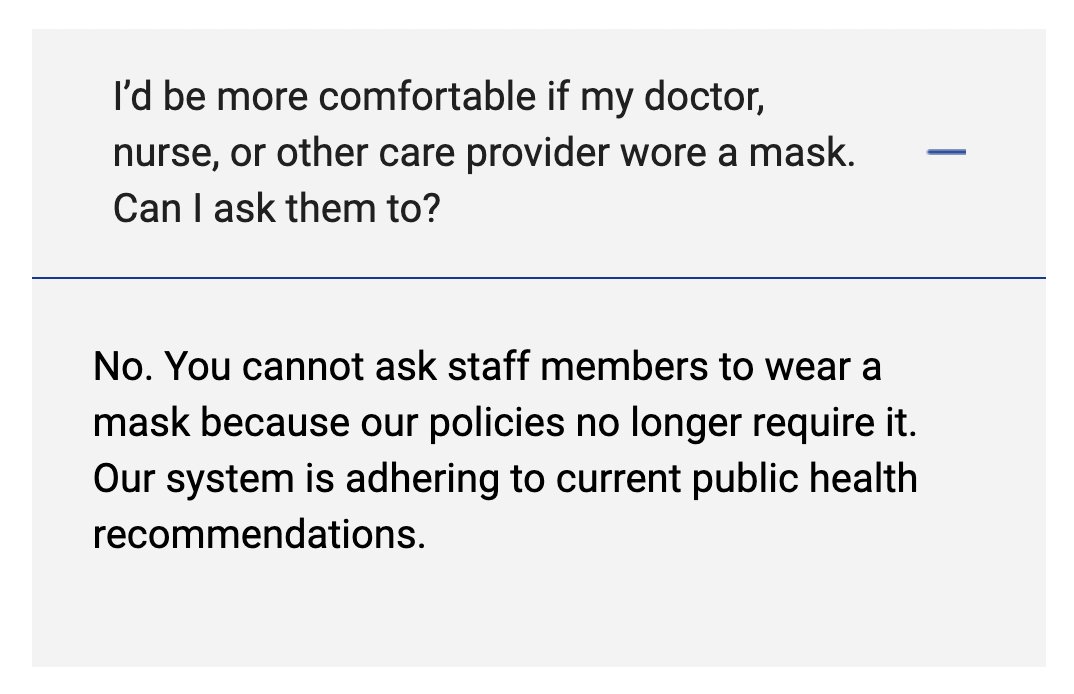 COVID_Advocacy's tweet image. Very concerned to see that @MassGenBrigham is telling patients that they "cannot ask staff members to wear a mask"! #KeepMasksInHealthCare 

massgeneralbrigham.org/en/patient-car…