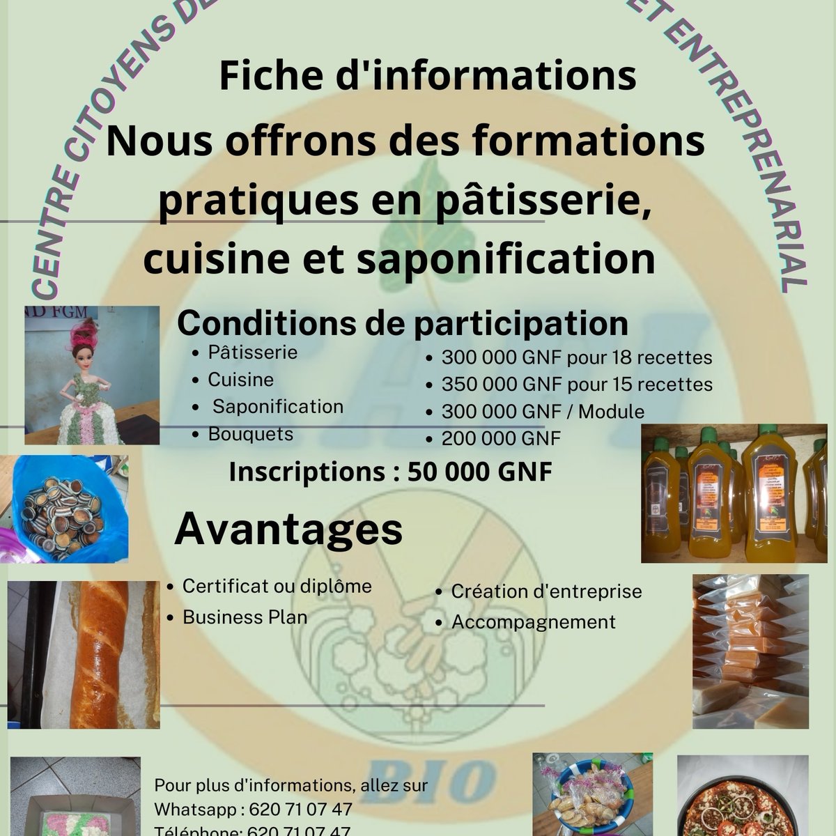 Vos commandes et inscriptions afin de bénéficier cette formation au 620 71 07 47