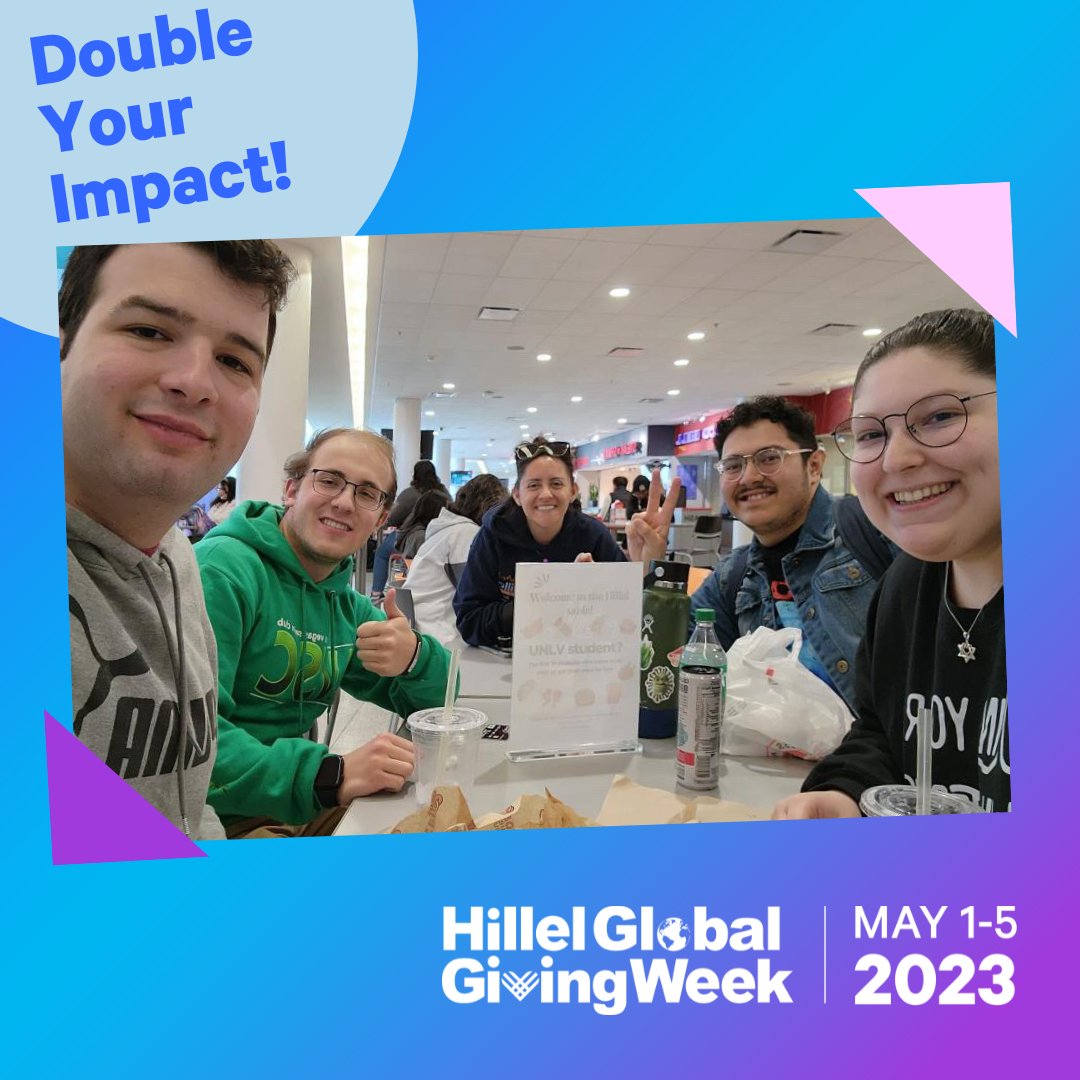 HillelLV's tweet photo. Make Shabbat extra special by doing a mitzvah and making a gift to Hillel Las Vegas. This week and this week only we are matching all gifts up to $5000 making your gift go even further 🎉 Donate today 👉🏼 https://t.co/Baacr6ZUaM

#hillel #unlv #hggw #jewishstudentlife https://t.co/El55h7qbul