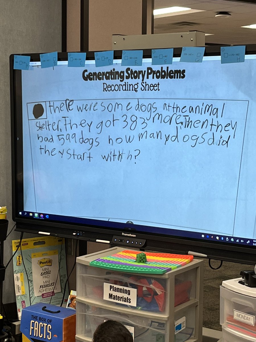 Yesterday, students were given number sentences and asked to write a matching word problem. Today, the rest of the class tried to match their word problem with the correct number sentence card. #secondgrademath