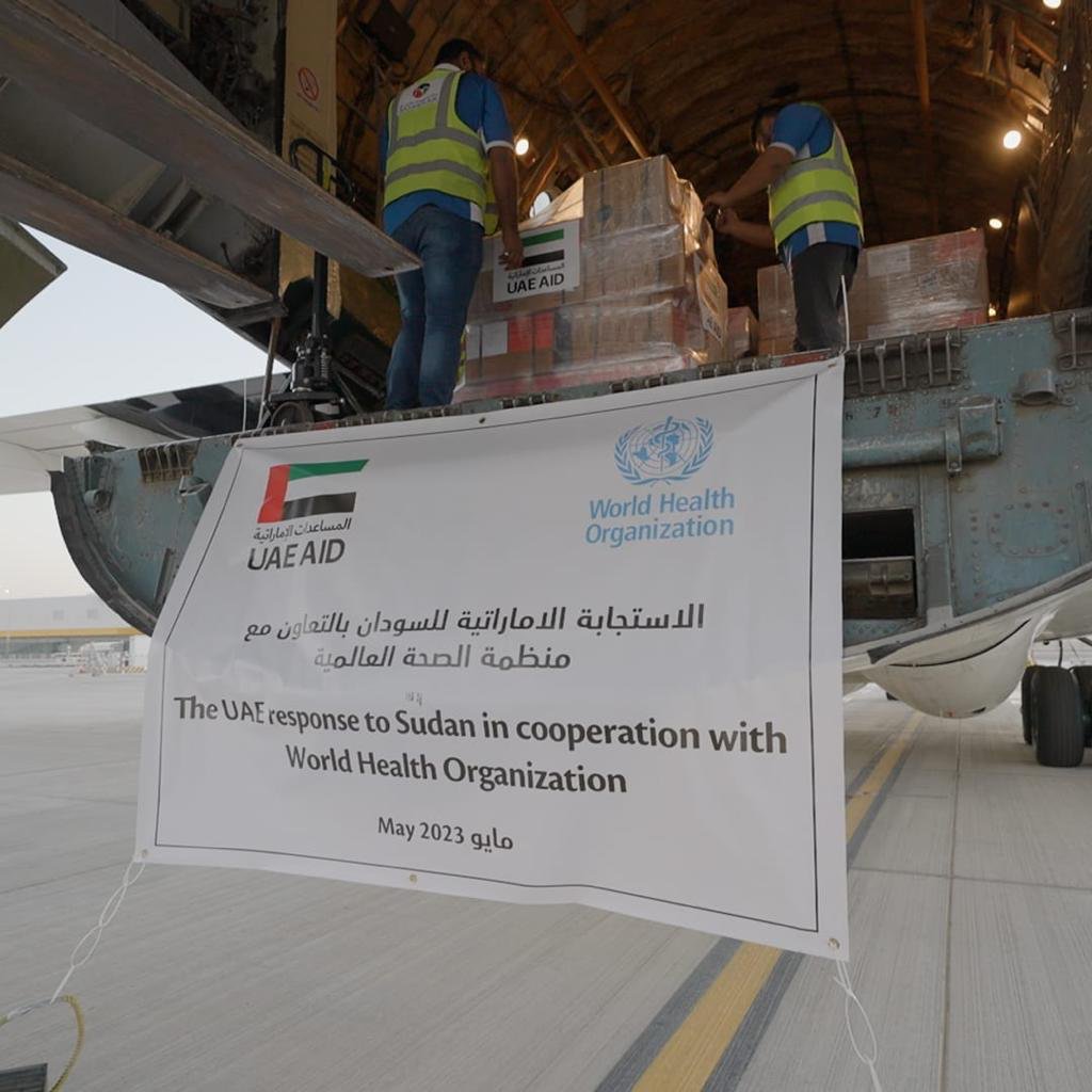 DayanClub's tweet photo. News from the WHO: UAE and WHO deliver air lift of critical medical supplies to Sudan https://t.co/82TDWsmhCq https://t.co/HjrFFAUMhV