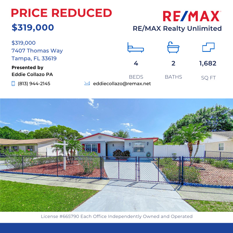CollazoGroup's tweet image. Updated home located in Beautiful Tampa, Florida. No HOA, NO CDD. This home offers 4 bedrooms and 2 baths. Fully Fenced.  Enjoy the spacious...

Click here for details:
remax.com/FL/TAMPA/home-…