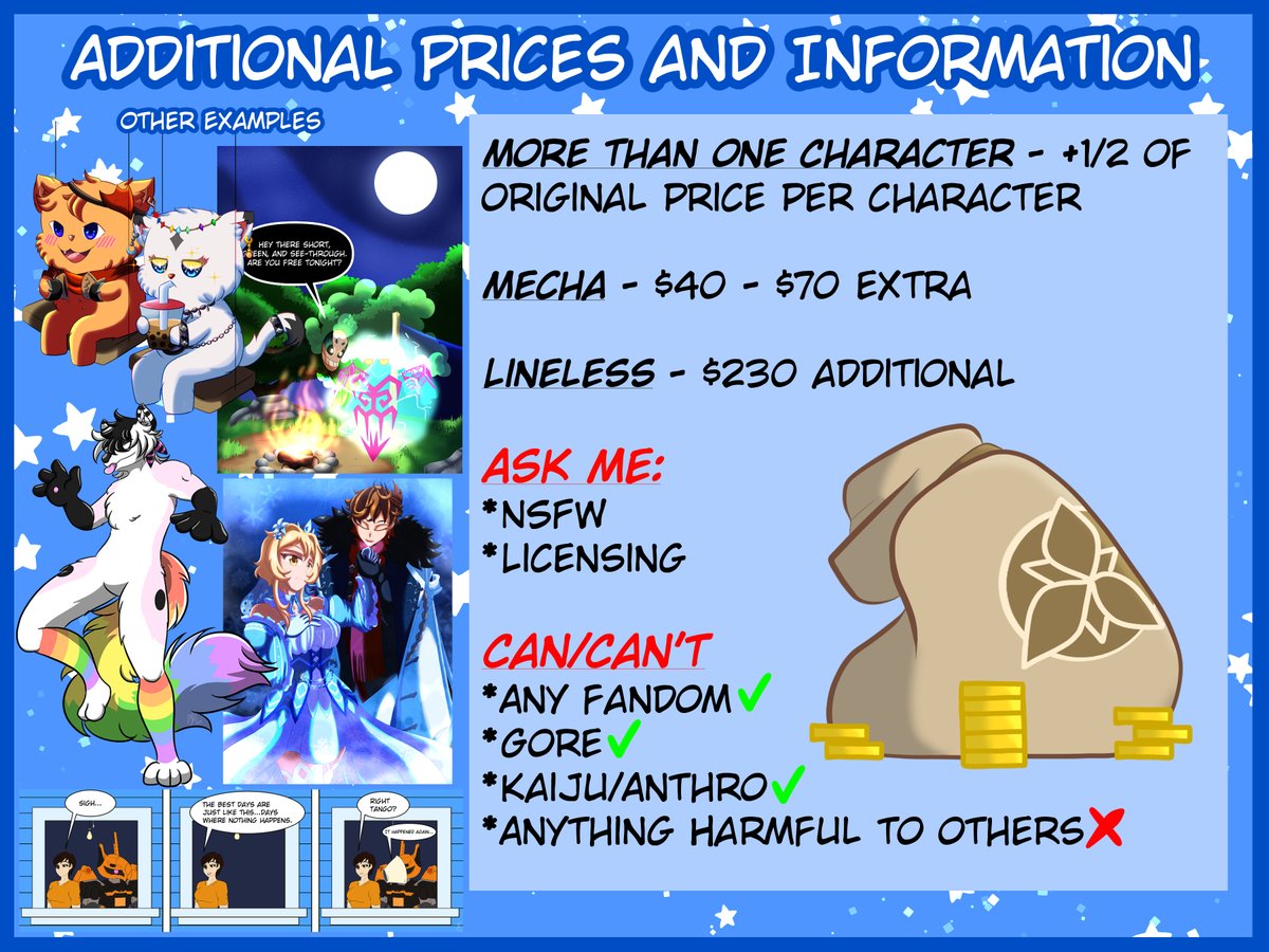 ChaosPhoniex's tweet image. My new prices for commissions!
Support me at buy me a coffe or ko-fi!
No slot limit currently! Please feel free to DM or reply!
ko-fi.com/chaosphoniex
buymeacoffee.com/chaosphoniex
#commissionsopen #CommissionSheet #Commission #artcommissions