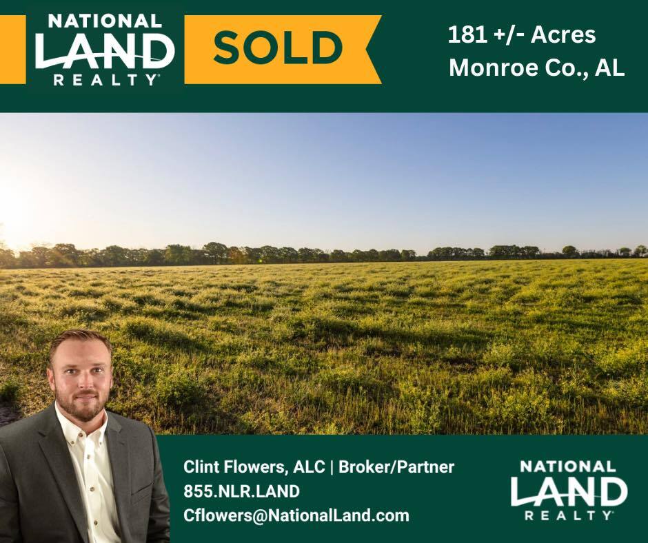 🚨SOLD!!!🚨 ~100% Tillable Farm in Monroe County, AL sold SITE UNSEEN to an out of state investor after an NLR Virtual Tour with competing offers in hand, all after just 6️⃣ days on the market… Let me show you what National Land Realty’s marketing can … instagr.am/p/Cr4G9xxJPNm/