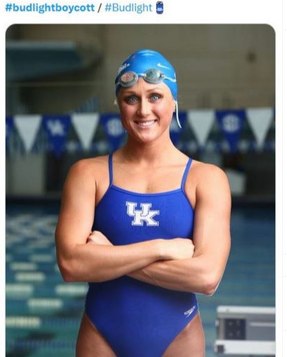 Budlight missed their opportunity to celebrate real women Real women in sports need to be celebrated and acknowledged Riley Gaines Barker Womens swim champion. #GoWokeGoBroke #budlightboycott #boycottnike #boycottolay #boycottmaybelline #boycottmac #adulthumanfemale #girlsports