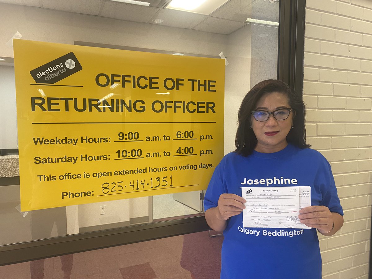 PonJosephine's tweet photo. I am official the candidate for UCP in Calgary Beddington!  Thank you everyone and my amazing volunteers for supporting me!  We will keep Calgary Beddington Blue on May 29!
 #ucp #yyc #yycpoli #abpoli #ableg ##TeamUCP #keepmovingalbertaforward #josephinepon #doorknocking https://t.co/6feJ9hEoxY
