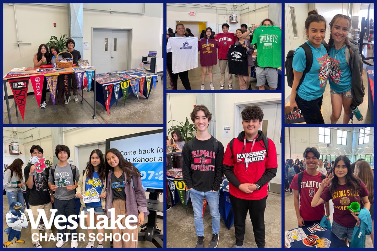westlakecharter's tweet photo. WCHS students had an amazing experience exploring colleges during college week! Our counselor Parwana Daud organized Flex Block visits from colleges, lunch trivia, and Advisory activities to allow students to learn about college and dream about their futures. #WCSExcellence https://t.co/TP5VOwf3z2