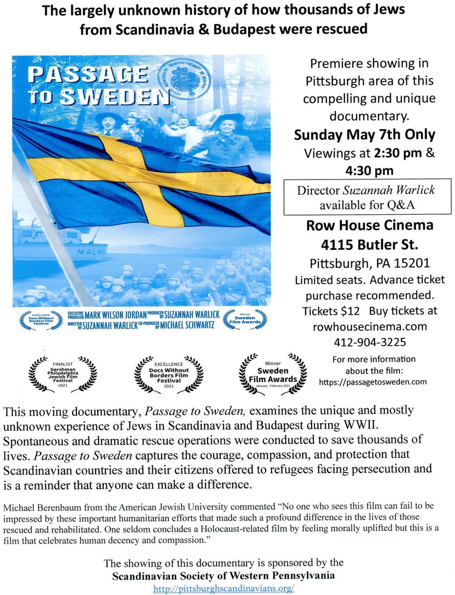 Excited to meet members of the Scandinavian Society Of Western Pennsylvania at the screening this Sunday, May 7 in Pittsburgh.
#pittsburgh, #westernpennsylvania, #rowhouse, #scandinaviansociety, #scandinaviansocietywesternpennsylvania