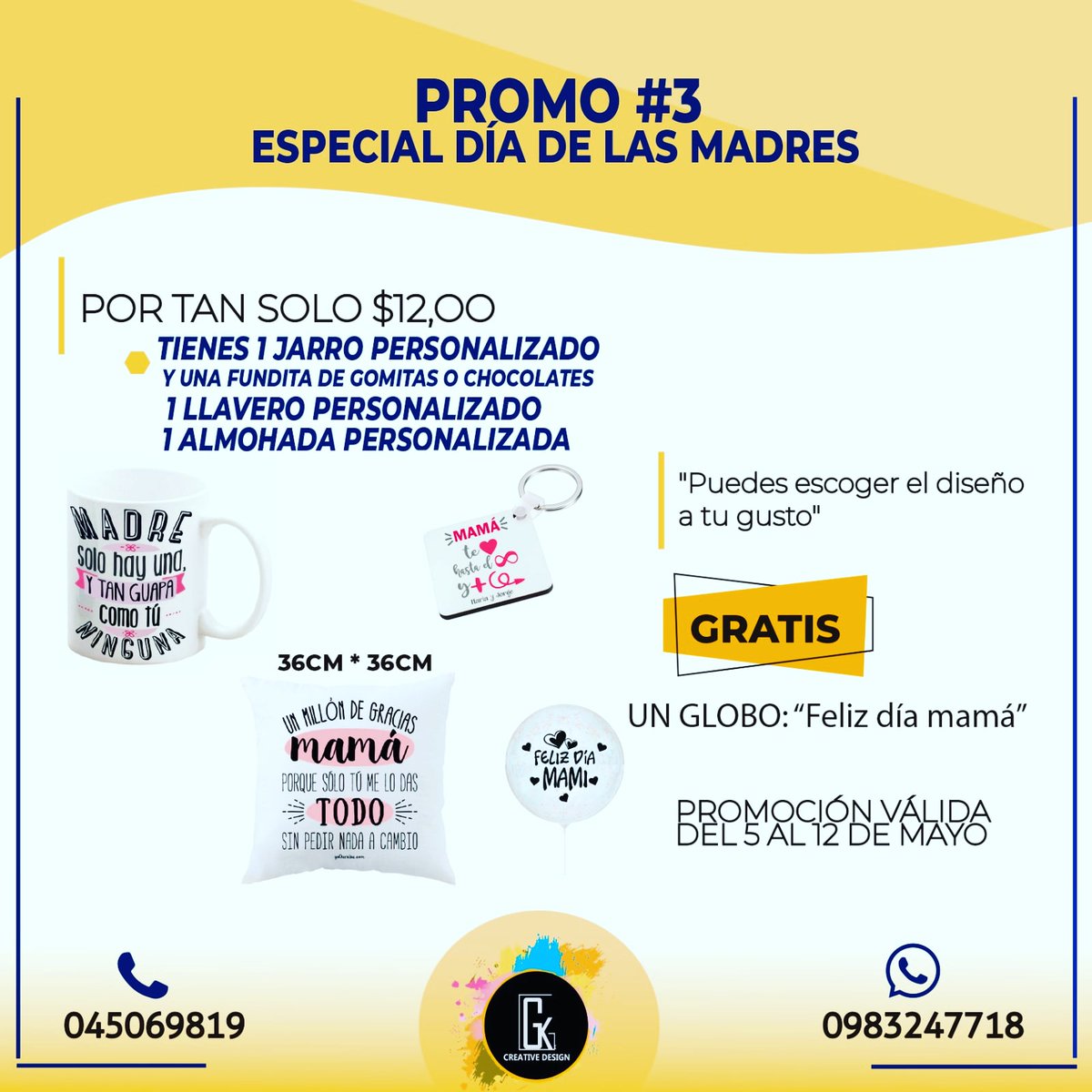 gkcreativedesi1's tweet photo. Este mes estamos de promoción por el día especial de las madres 

#combos

No te pierdas la oportunidad de darle un detalle a tu linda madre 

➡️ El diseño UD lo elige aproveche nuestros lindos combos✅

Escríbenos por interno 📲

#gkcreativedesign #combos https://t.co/jqilQYr5xd