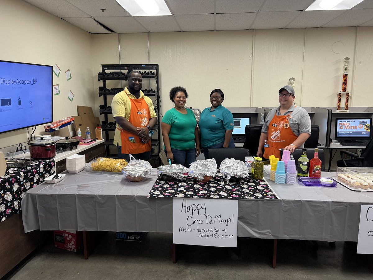 Happy Cinco De Mayo from 0367 Home Depot!! Best team ever🥰😍 Thanks to Winesha, Jessica and Temeka!! Y’all always do me right!!@MistyUsher8 <a href="/jxh076/">james hickingbottom</a> <a href="/hayes_jamar/">Jamar hayes</a> <a href="/IsaiasVitalJr/">Isaias Vital</a> <a href="/Carolyn_THD/">Carolyn Jackson</a>