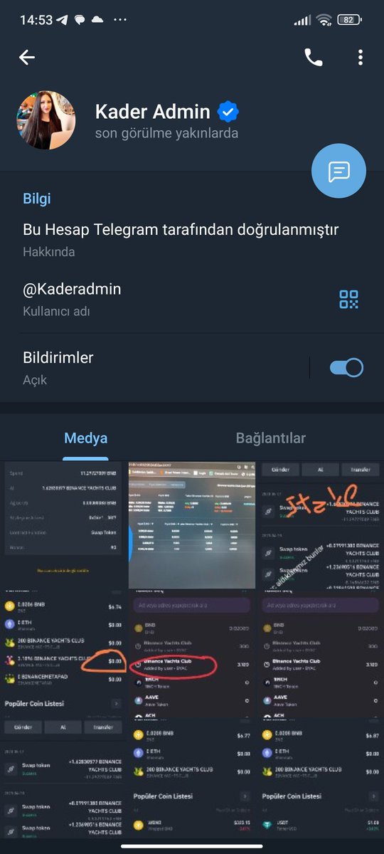 Gunlukborsaa's tweet photo. #byac #Binance #pancakeswap #Telegram #kripto #Crypto #Dolandırıcılık
Telegramda 2 kanal ve 2 kişi Byac (binance yeachts club) (0xd8c58eb14C5e21b2Dbc0772159676e83AB2F76f7) tokeni ile binance def-i cüzdan içinde cake yönlendirilerek 287 transfer ile 117 kişi dolandırıldı #Bmpad https://t.co/a2rnSTVYi3