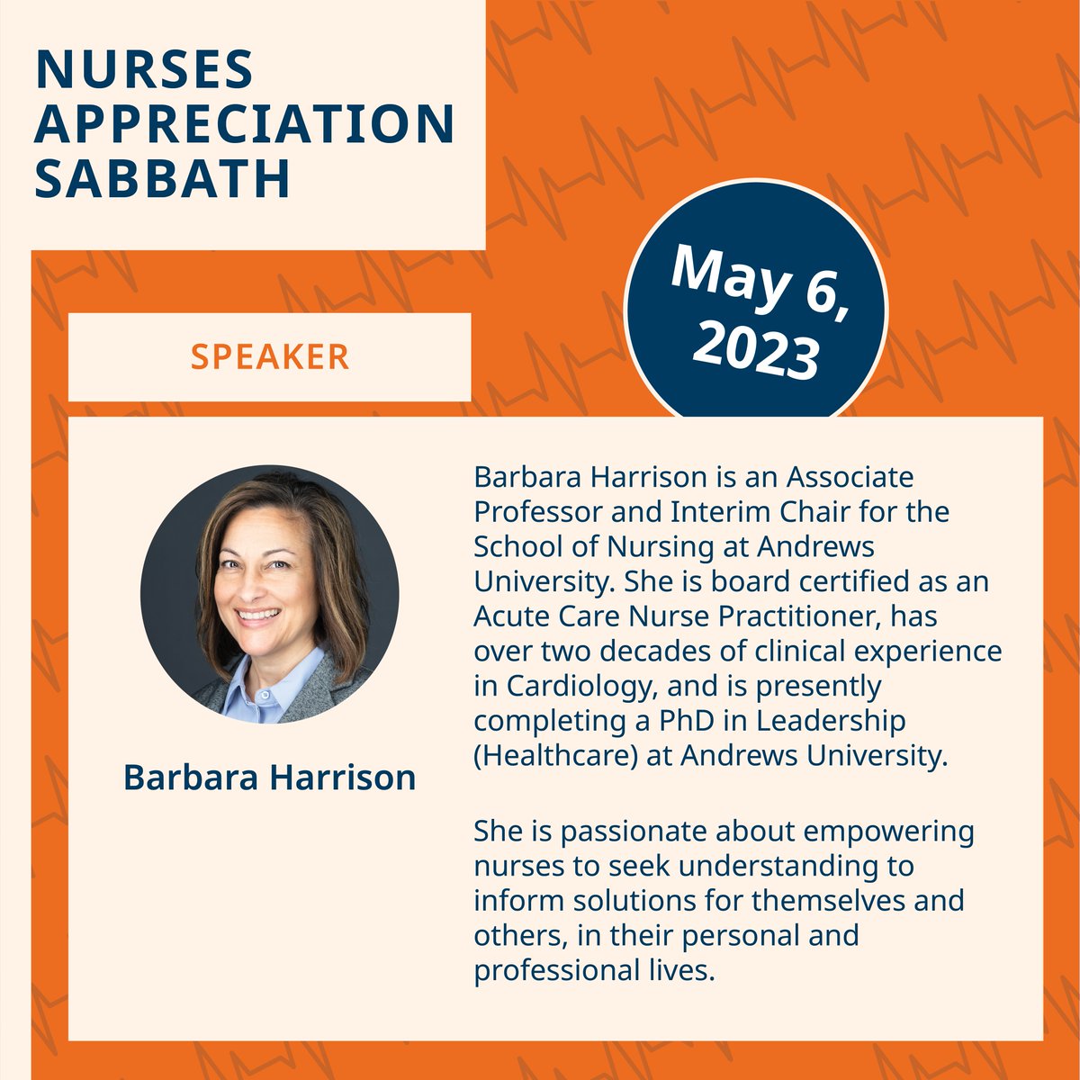 Meet Barbara Harrison, our Nurses Appreciation Sabbath speaker! With over 20 years of clinical experience in Cardiology, she's passionate about empowering nurses. Watch her presentation here bit.ly/3VnSv7x

#NursesAppreciationSabbath#NADHealth #Nadadventist