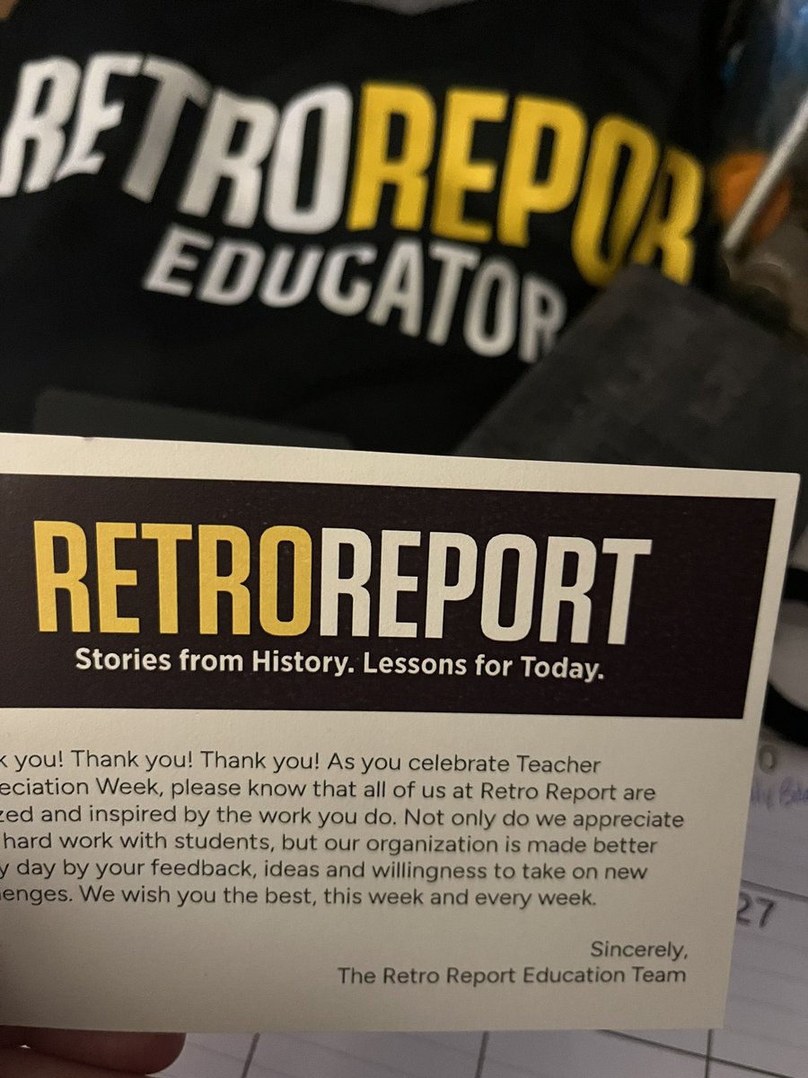 Thank you @RetroReport for all the swag! But most importantly thank you for producing great resources to use in the classroom!! #TeacherAppreciationWeek