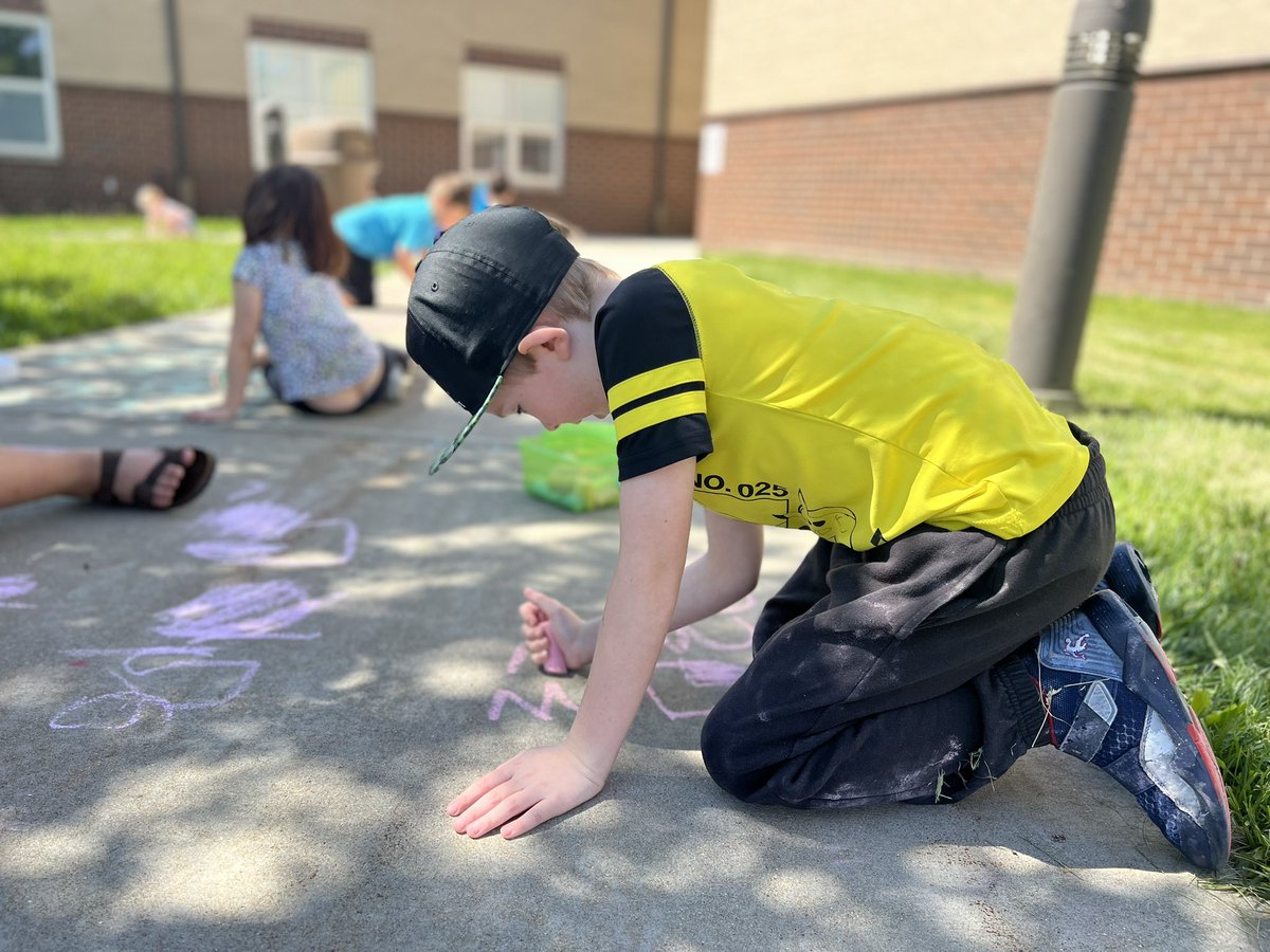It was too nice to stay inside today so we took learning outside. Students dictated rhythms on the sidewalk to create a musical pathway to the bus lot! <a href="/EdgewoodPrimary/">Edgewood Primary</a>