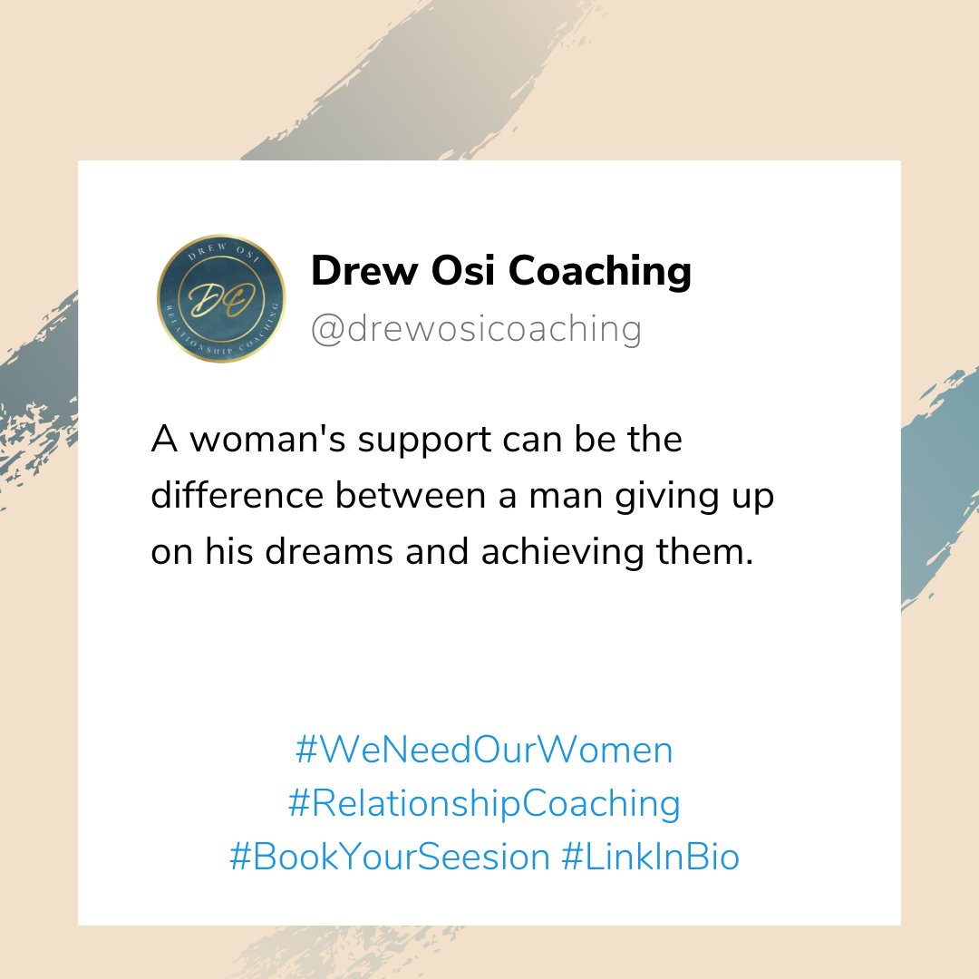 A woman's support can be the difference between a man giving up on his dreams and achieving them. When she stands by him, the possibilities are endless. 🚀 Book a discovery session (link in bio) to strengthen your partnership! 

#DreamChaser #SupportivePartners #LoveAndGrowth