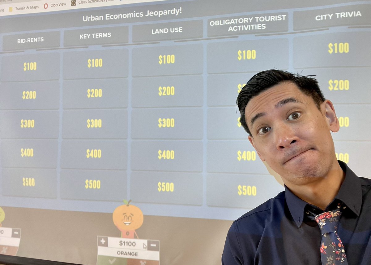 Last day of classes, and you know I’ve got to play some Urban Economics Jeopardy! with my students!