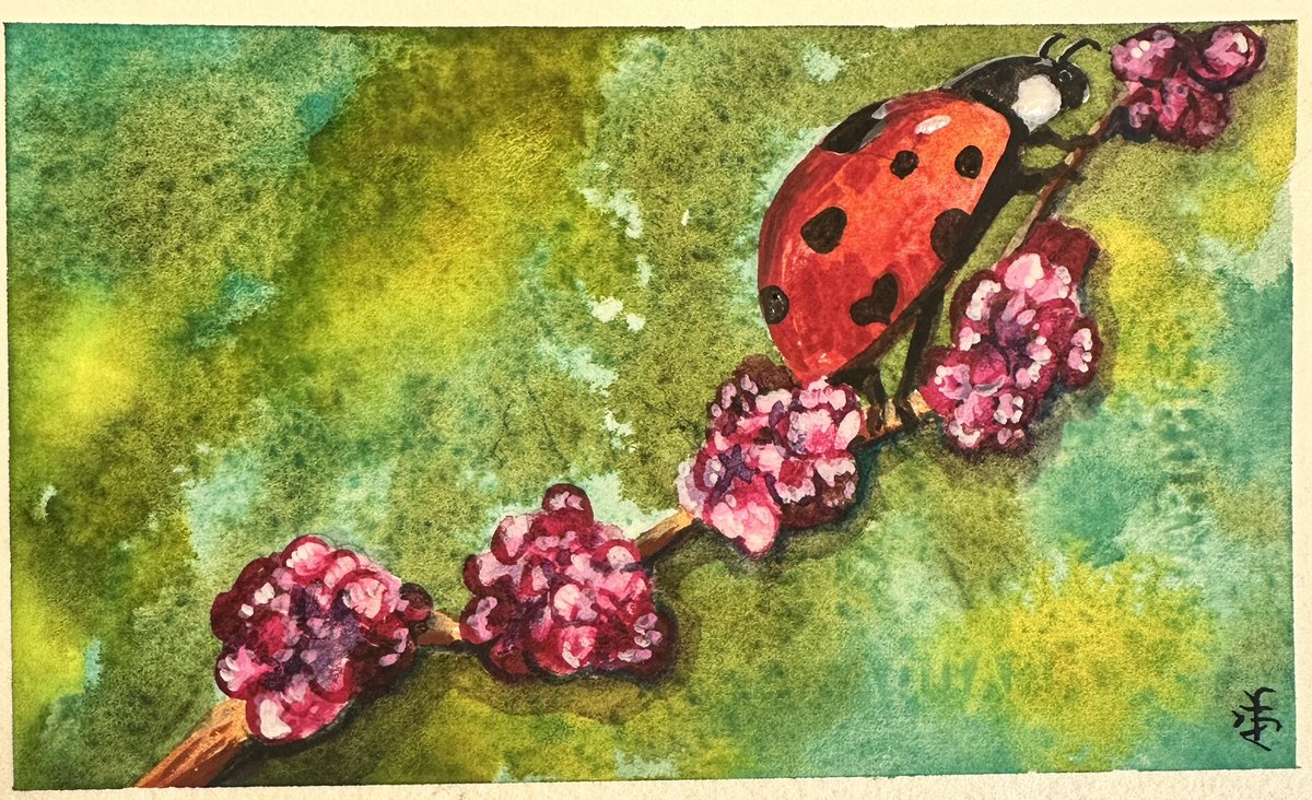 KountzPetty's tweet photo. This little painting is my Lucky Ladybug. She is a bringer of good fortune! #luckyladybug #totemart #animalart https://t.co/t2N5kNXuW7
