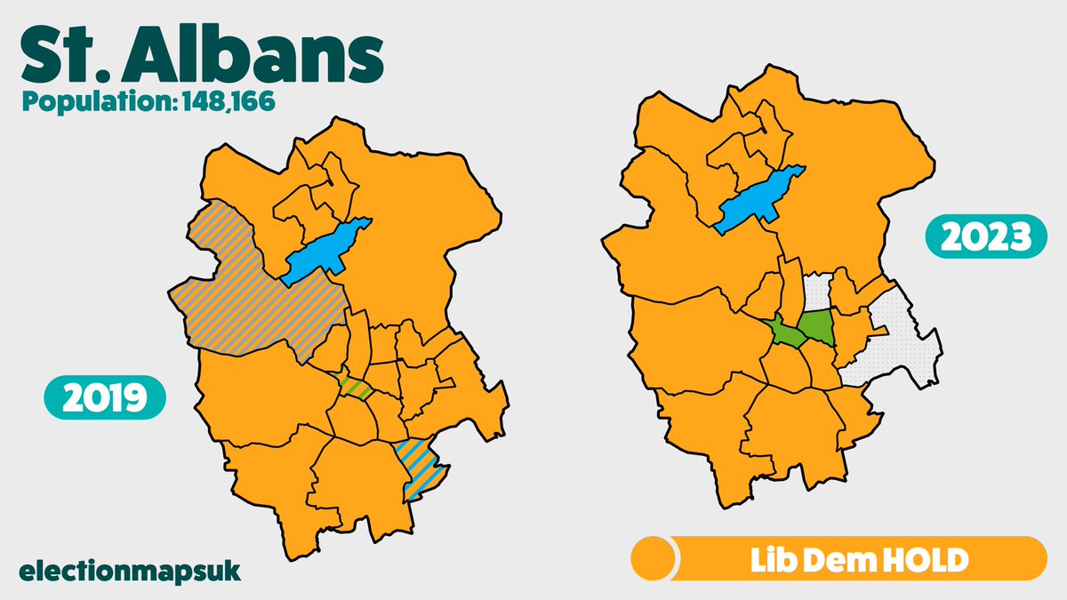 Election Maps UK on Twitter "St Albans Result LE2023 LDM 15 (1) GRN 2 (+1) CON 1 (=) + 1