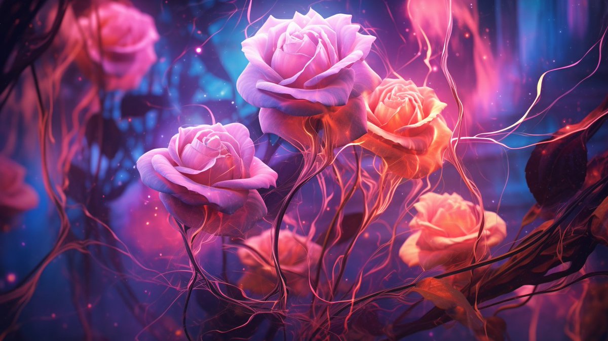 JacobJoaquin's tweet photo. Discovered a new trick/process with #midjourney. Ask it to describe an abstract image, then use these descriptions in combination with something more specific, such as "a secret magical rose garden with teasing faeries." https://t.co/033EqwRDCP