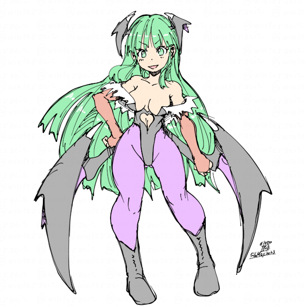 モリガン・アーンスランド 「2023-05-05 #一日一絵」|ふゆ(ドとレとミとキュとゴとヱの音が出ない)のイラスト