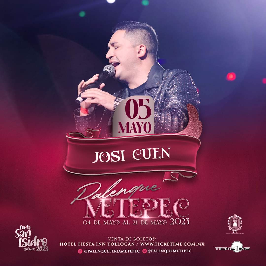 teamcharlyofic's tweet photo. #JosiCuen y @CharlyZunigaMx • HOY 05 de mayo • Palenque Feria Metepec 2️⃣0️⃣2️⃣3️⃣ ♦️🎠

🎟️ Venta de boletos en Taquillas del Palenque, en el Hotel Fiesta Inn Tollocan y en https://t.co/Emkx69OwW1 

#CharlyZúñiga #YaSeHizoTour #PalenqueMetepec #FeriaSanIsidro #Metepec #TeamCharly https://t.co/ugQMCsThyw