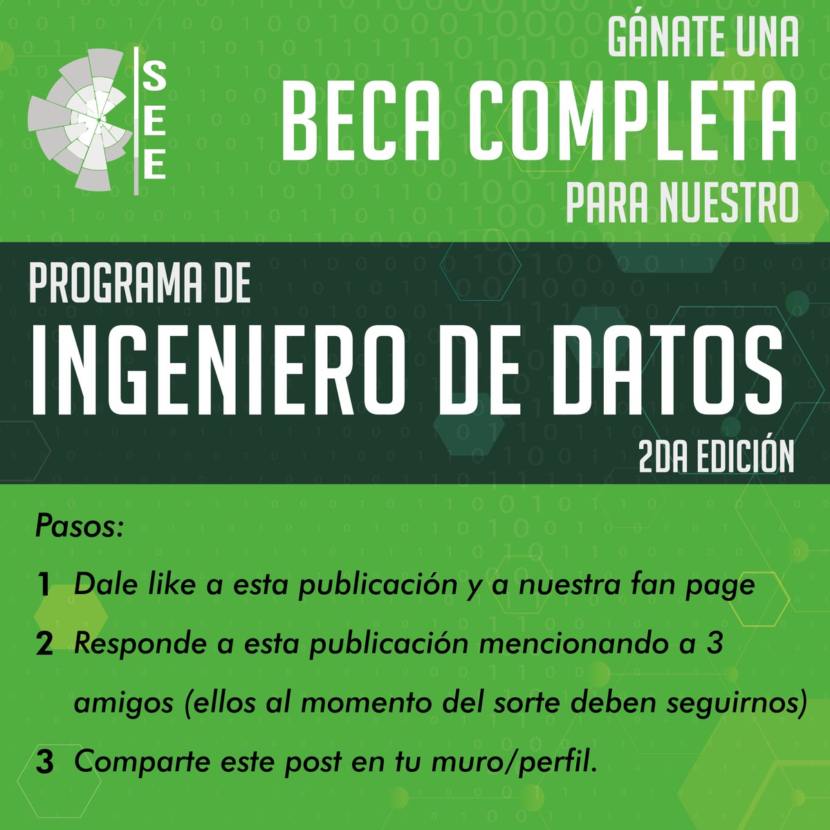 see_estadistica's tweet photo. Programa Ingeniero de Datos

La SEE sortea una beca completa

Tienes dos opciones para ganar 
1) Instagram - https://t.co/NRB9rHTwSi
2) Facebook - https://t.co/AhOVUuku0r
solo ingresa al link y sigue los pasos. 

 #see_estadisitica #see https://t.co/qErBzGulUq