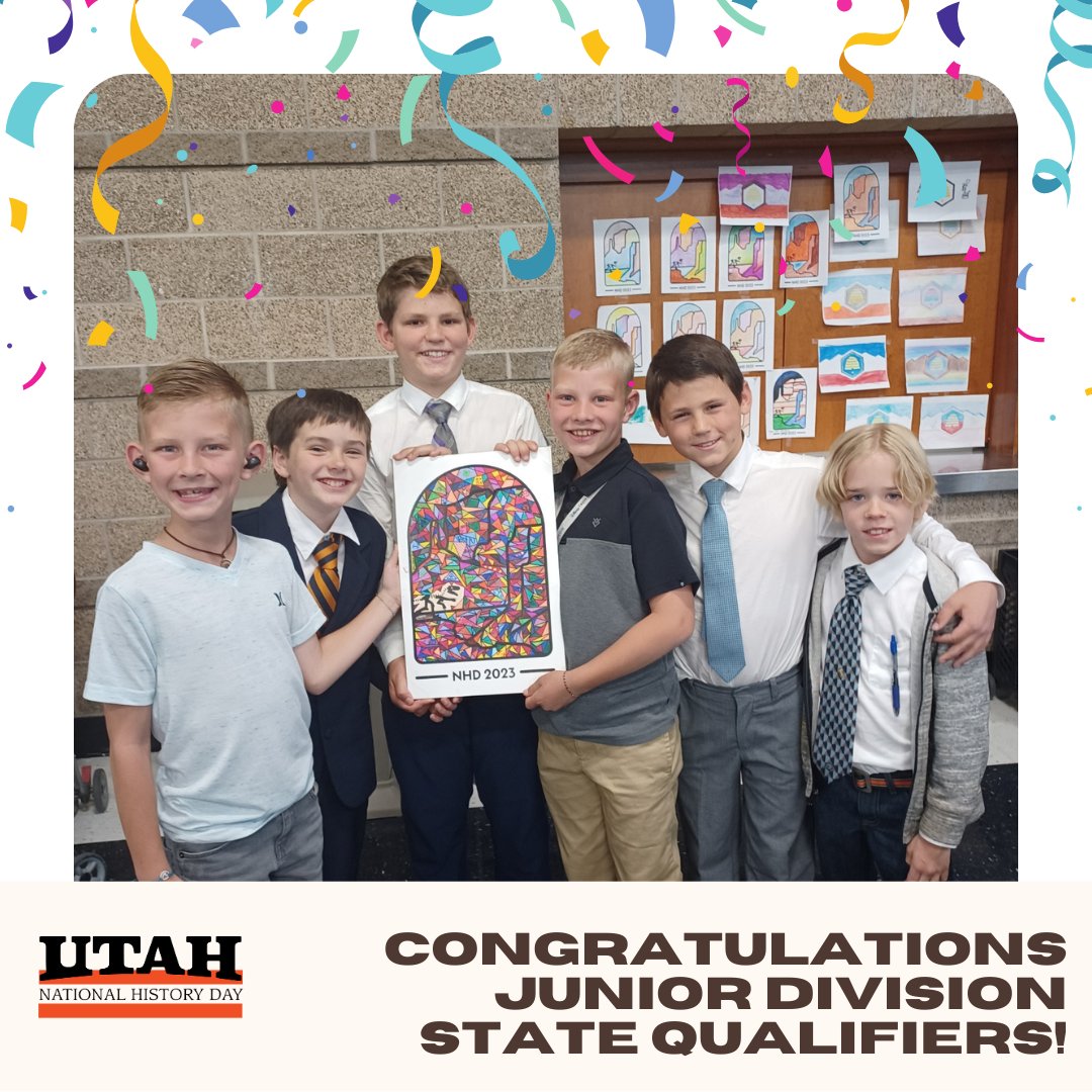 Congratulations to our Junior Division State Qualifiers!

#LearnHistoryMakeHistory #NHDUtah <a href="/NationalHistory/">National History Day</a>