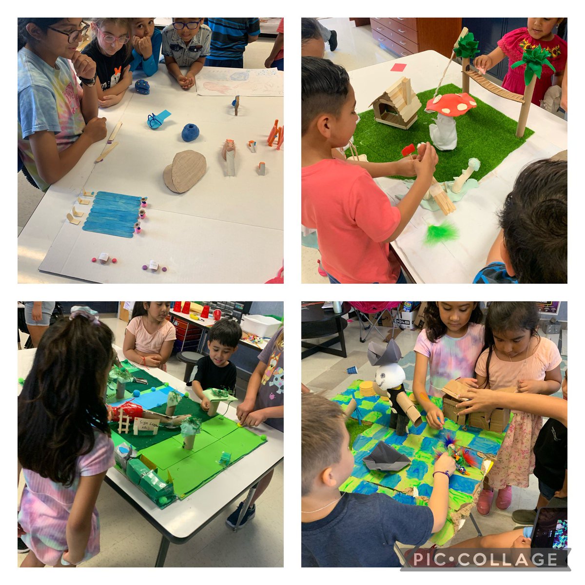 BrownPCgt's tweet photo. Today, 4th grade had some special Kindergarten visitors. They were very impressed with their projects from our design unit. @LISD_GT #lisdgt @PetersColonyES https://t.co/xJGeg9nYkD