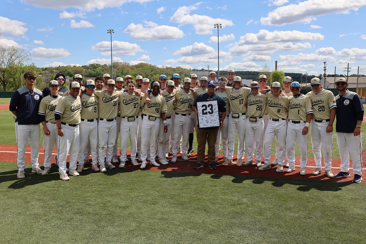It was a bittersweet day at Pullman Park in Butler as Jim "Thunder" Thornton worked his final event! The legendary athletic trainer will retire after 33 years at Clarion this summer. <a href="/ClarionBaseball/">Clarion Baseball</a> provided Thunder with a special token of their appreciation!
