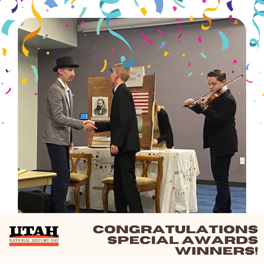 Congratulations to our Special Award Winners!

Thank you to our special award sponsors; <a href="/uofuhistory/">History @ The U</a>, @charlesReddcenter, <a href="/betterdays/">BDG</a>, <a href="/UtahSTEM/">Utah STEM Ecosystem</a>, <a href="/UtahArchives/">Utah State Archives</a>, <a href="/ForDouglas/">ForDouglas</a>, #SmithPettitFoundation.

#LearnHistoryMakeHistory #NHDUtah <a href="/NationalHistory/">National History Day</a>