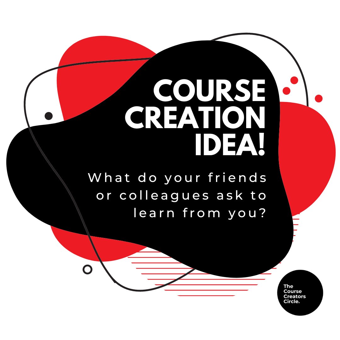 thecoursecircle's tweet image. Talk to your friends or colleagues, and ask them what is something you can teach them.

#courseideas #onlinecourses #coursecreationexpert