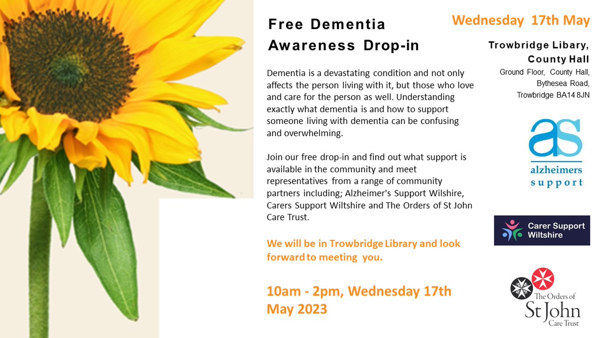 FSMSolicitors's tweet image. On Wednesday, 17th May, Kathryn Smith and Georgia Ashman from our Private Client team will be attending the free Dementia Awareness drop-in at Trowbridge Library to give general advice on LPAs.
#fsmsolicitors #lastingpowersofattorney #trowbridge #dementiaawareness