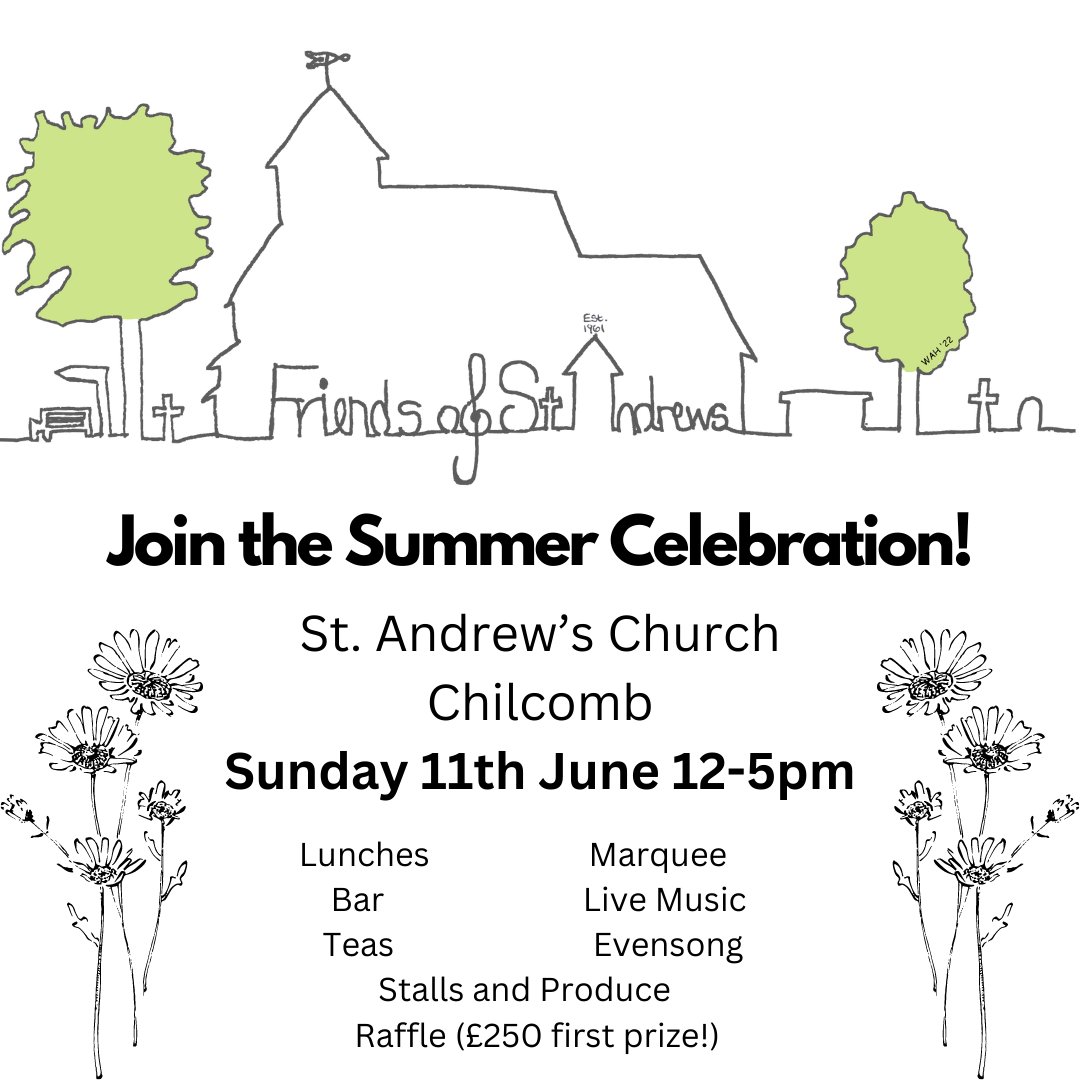 Not long now until the Summer Celebration in Chilcomb!  It's going to be fabulous.  Some incredible musicians are lining up to perform and we might even have a performance from the All Saints CofE Primary School "Love Hope and Community Gospel Choir".