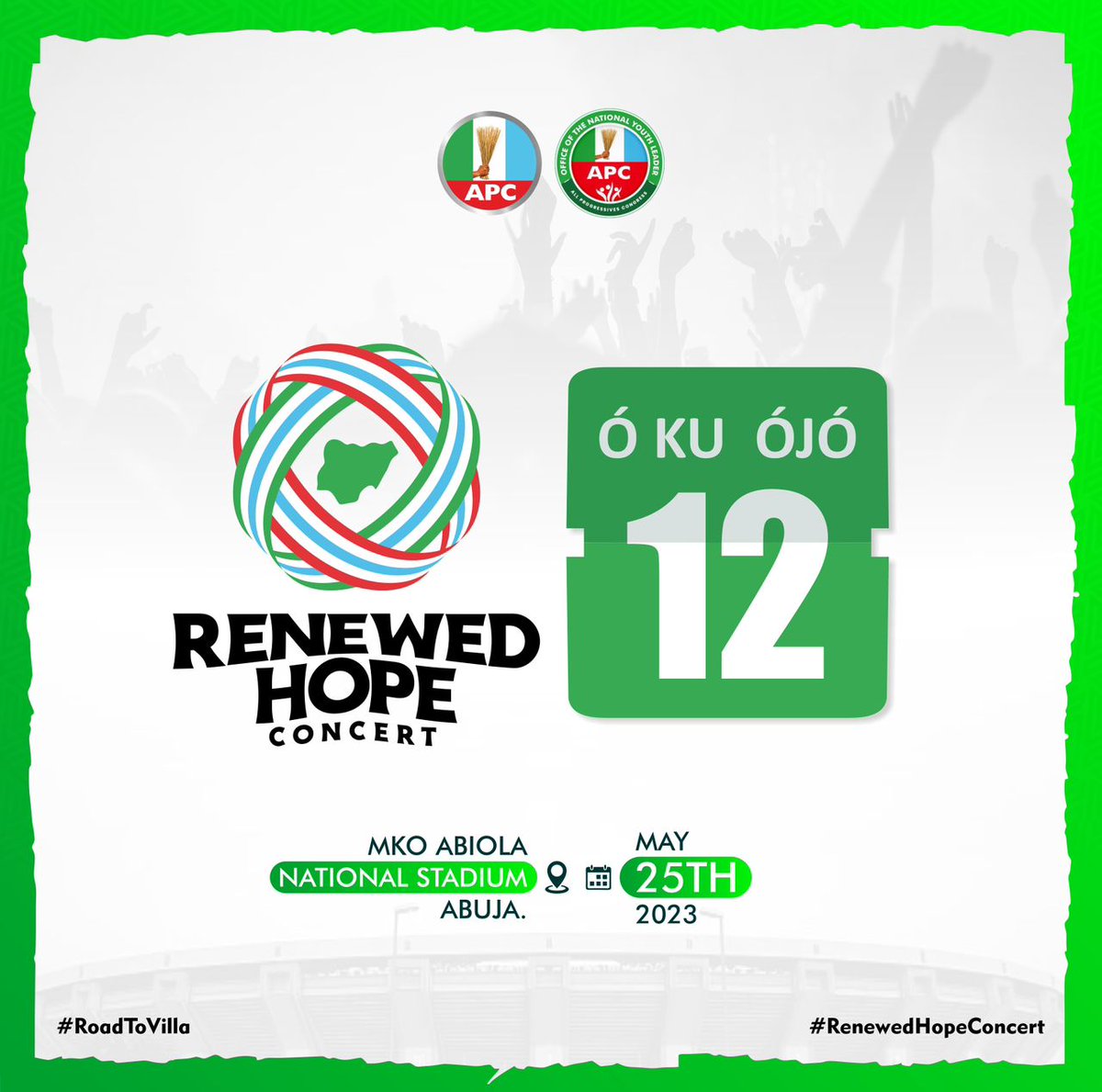 inclusive_youth's tweet photo. Ò ku Ójó Méjílà
#RenewedHopeConcert
#UnityConcert
#RoadToVilla https://t.co/8DVlb8g2fl