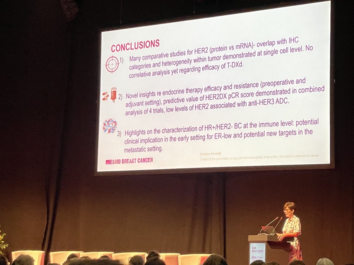 #ESMOBreast23
Conclusions from the excellent translational research highlights overview by @ChristineDesme2⁩👏 ⁦@myESMO⁩ ⁦@OncoAlert⁩ #bcsm ⁦@LobularBCA⁩ ⁦@VanBaelenKaren⁩ ⁦@hava_izci⁩