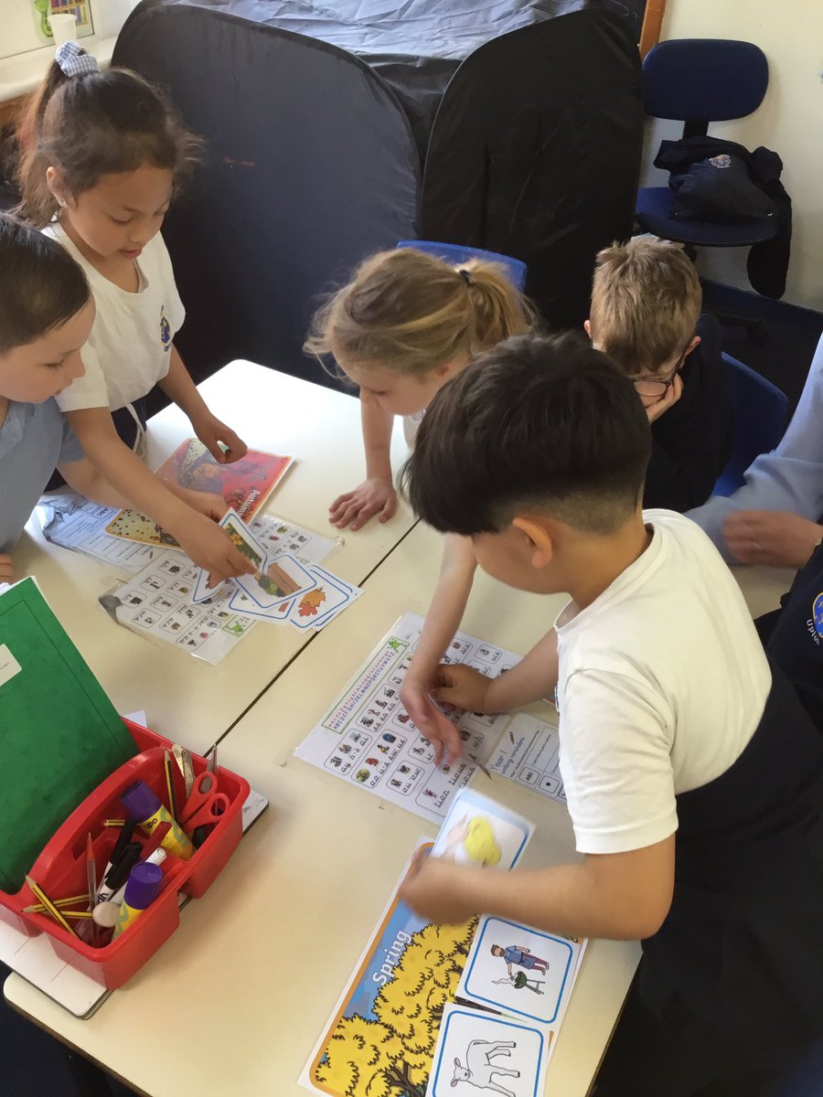 StJosephU's tweet photo. Year 1 have been learning about changes across the seasons. They used lots of scientific language to discuss with their groups what items they would expect to find in each season and why. #SJUscience https://t.co/Nj6HL9Lm55