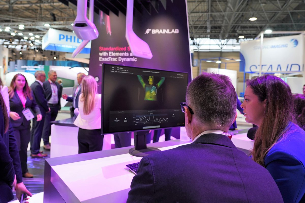 Brainlab's tweet photo. The @ESTRO_RT Congress is in full swing &amp; the Brainlab team is onsite too! Come by booth # 370 to experience our latest innovations in oncology including our new RT Elements AI segmentation tools, powered by @TheraPanacea. Sign up for a demo here: https://t.co/ZttAwg8jp2
#ESTRO23 https://t.co/33aFctUBEy