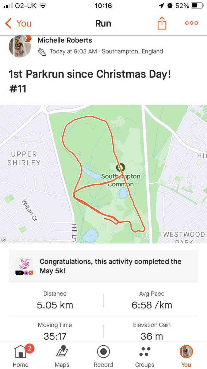 ukwishey's tweet photo. How has it got to mid May and I’ve just done my 1st Parkrun of the year! 😳@Sotonparkrun https://t.co/ZVcgFK4Aui