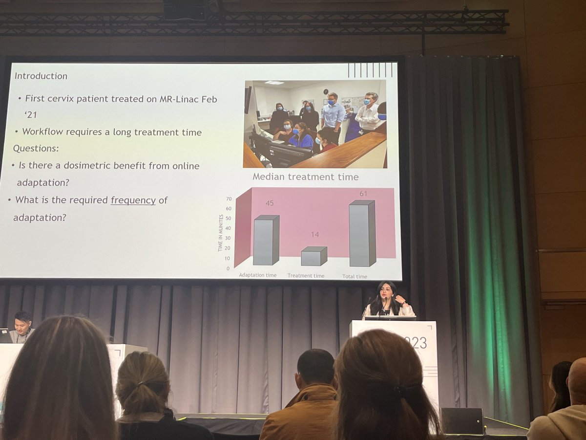 ⁦<a href="/AmerahAlshmrani/">Amerah Alshamrani</a>⁩ taking to the stage at #estro2023 to discuss her PhD work on MR adaptive RT for cervical cancer!  ⁦<a href="/TheChristieNHS/">The Christie NHS</a>⁩ ⁦<a href="/MCRCnews/">Manchester Cancer Research Centre</a>⁩ ⁦<a href="/achoud72/">Prof Ananya💙 @achoud72.bsky.social</a>⁩ ⁦@RobChuter⁩